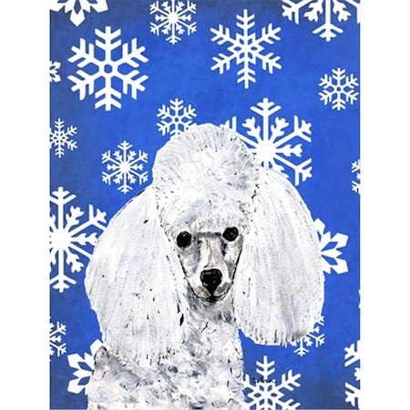 Carolines Treasures White Toy Poodle Winter Snowflakes Flag Canvas House Size SC9773CHF